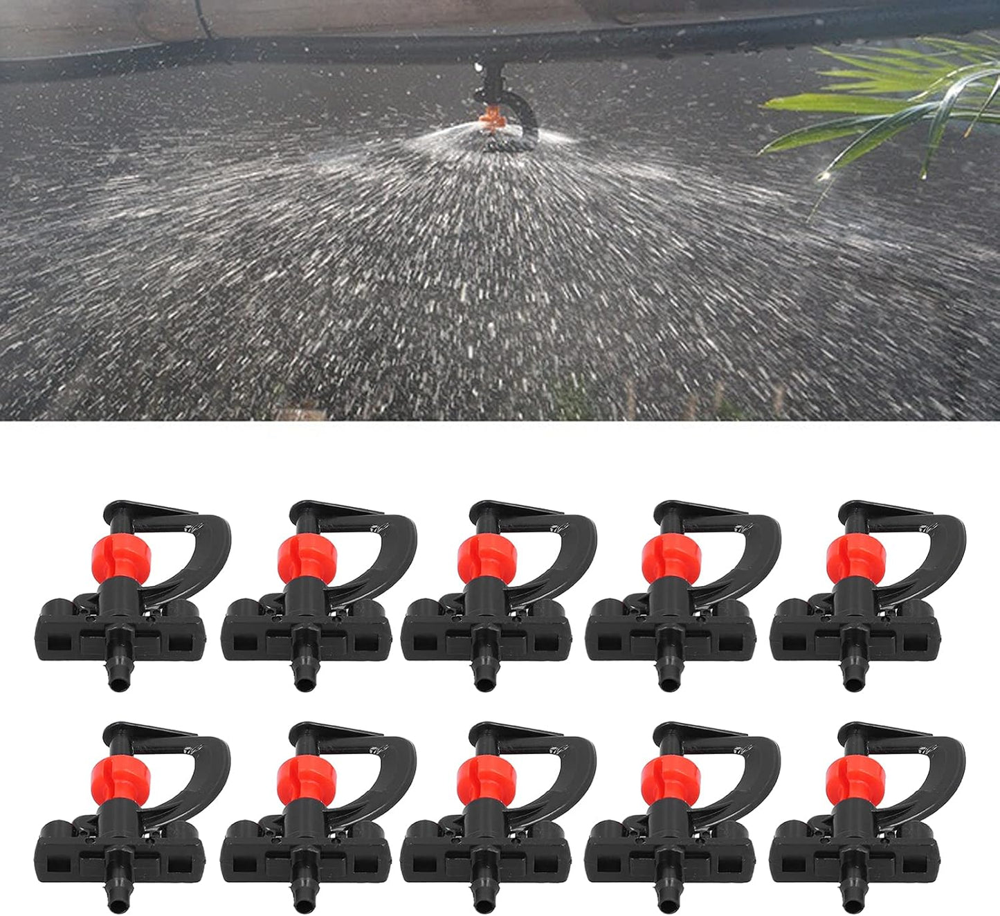 10 Set Drip Irrigation Sprayer Tips, G Type Micro Rotating Sprinkler, 360 Degree Drip Irrigation Emitters, Plastic Refraction Nozzle for Greenhouse, Garden Watering