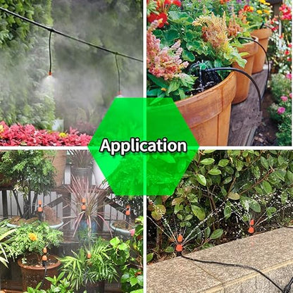 240FT Drip Irrigation Kit, Adjustable Plant Mister, Automatic Irrigation System, Mefape Sprinkler System, Garden Watering System for Greenhouse Yard Lawn, 1/2” 1/4” Drip Tubing