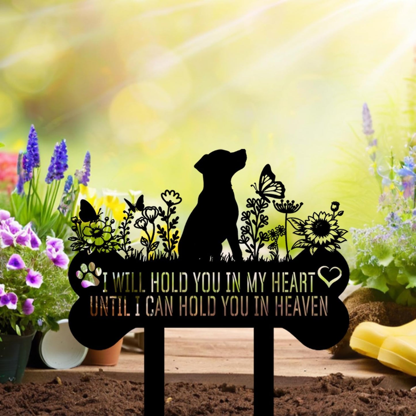 Pet Grave Markers Dog, Metal Pet Metal Memorial Garden Stake, Pets Waterproof Grave Stakes Plaque, Pet Headstone Garden Memorial Graves, Metal Dog Garden Decor 12"