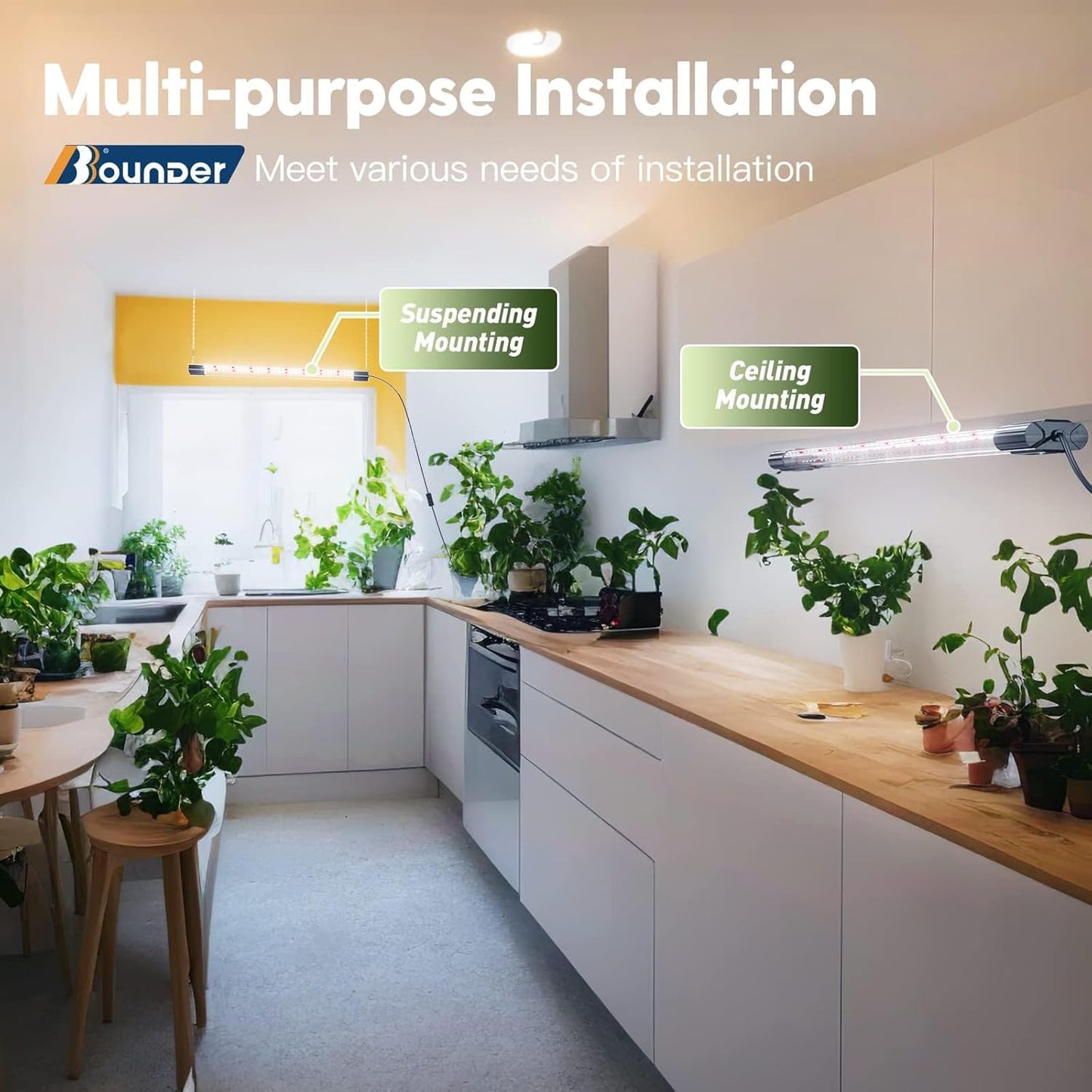 BBOUNDER 2ft LED Grow Light, Sunlike Full Spectrum Integrated Plant Light for Hydroponic Indoor Seedling Veg and Flower, Plug in Plant Light with On/Off Switch