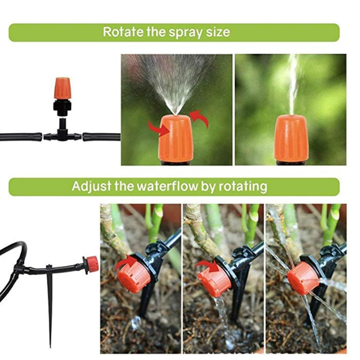 360° Curved Garden Automatic Irrigation System, 49.21Ft Bendable Garden Irrigation System, Adjustable Atomizing Copper Nozzle for Watering System for Garden Plants Lawn (49.2Ft Hose + 15 Nozzles)