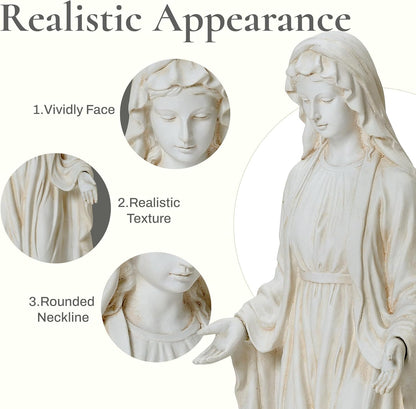 LuxenHome Virgin Mary Statue Outdoor, 30'' Religious Garden Statue, Blessed Mother Outdoor Statue, Virgen De Guadalupe Statues, Large Outdoor Garden Statues, Sculptures Decorations Home Yard Patio