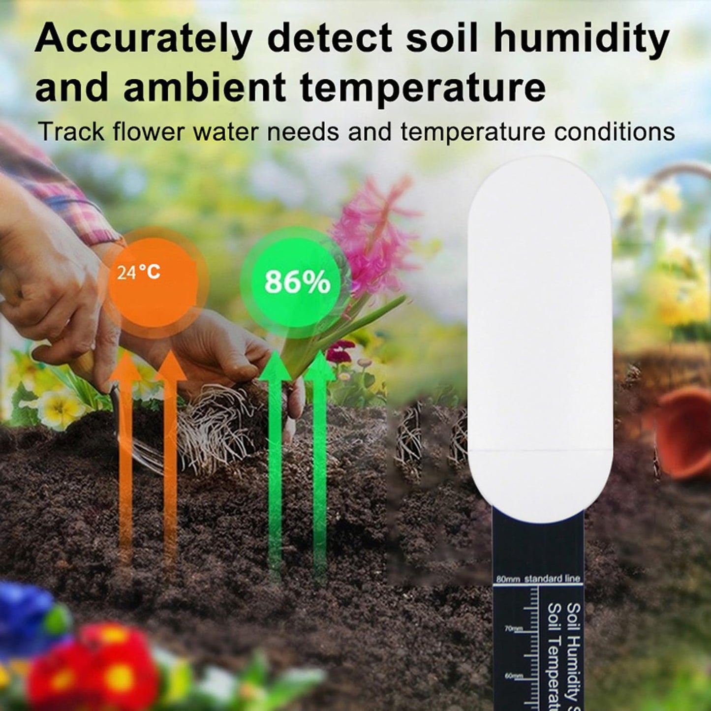 Smart Zigbee Soil Moisture Sensor,Zigbee hub Needed,Accurate Measure Capacitive Probe Moisture/Temperature Meter for Garden Planting Compatible with Homey Hubitat SmartThings Home Assistant