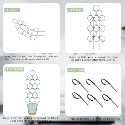 Trellis for Potted Plant Trellis Indoor, Stackable Indoor Trellis for Climbing Plants Support, 3 Pack Small Metal House Plant Trellis for Garden Vines, Flower and Christmas Tree