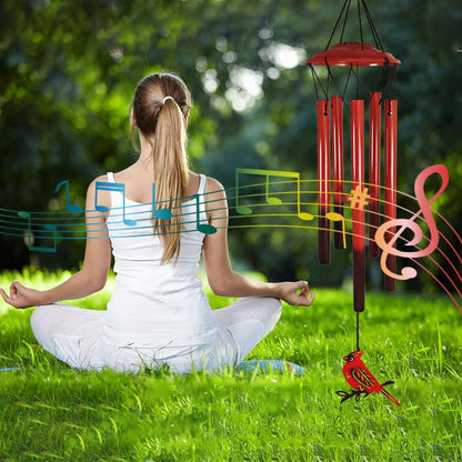 Hummingbird Wind Chimes Outdoor for Men/Women/Dad/Grandpa Birthday Gift Memorial Gift Metal Chimes Decor for, Home, Lawn, Porch, Patio, Garden Decor, Yard Decoration (Red Bird Station)