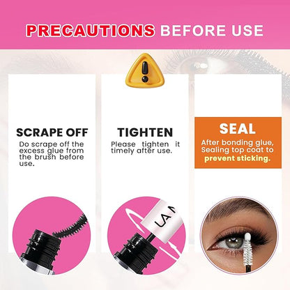 Lash Cluster Glue Lash Bond and Seal Waterproof Lash Glue for Eyelash Clusters 10ml Bond and Seal 2-in-1 Home Use Strong Hold 72H