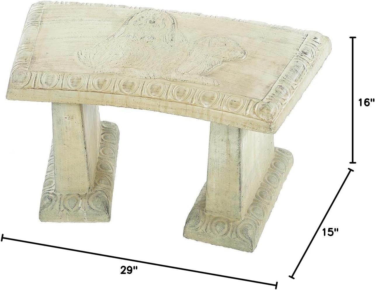 Solid Rock Stoneworks Small Double Bunny Garden Bench- 16" Tall- Desert Sand Brown