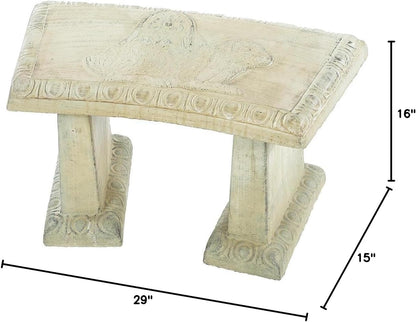 Solid Rock Stoneworks Small Double Bunny Garden Bench- 16" Tall- Desert Sand Brown