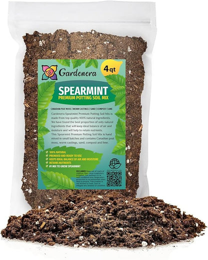 Gardenera Spearmint Potting Mix - Promote Strong Roots and Fragrant Foliage with Our Premium Blend - 4 Quart