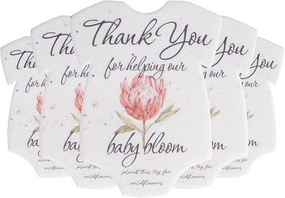 Onesie Seed Paper – 5 Protea Baby Shower Favors for Guests with Wildflower Seeds, Writable & Plantable, Baby Shower Gifts for Guest