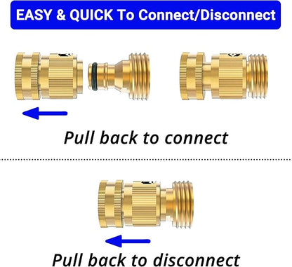 Garden Hose Quick Connect - 6 Pack 3/4" Heavy Duty Solid Brass Fittings With 20 Extra Washers, Male and Female Water Hose Connectors