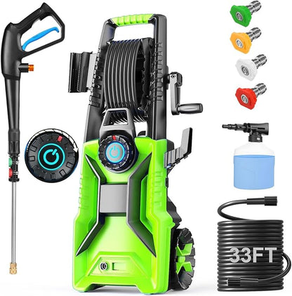 5000PSI Pressure Cleaner 4.0 GPM Adjustable Pressure,4.0 GPM Power Cleaner with Foam Cannon,4 Nozzles,33FT Hose and 500ml Soap Bottle for Home/Cars/Driveways/Patios/Fences(Blue)