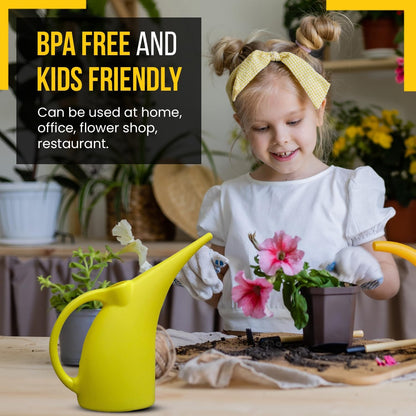 KP KOOL PRODUCTS Small Watering Can 1/2 Gallon for Indoor Plants - Outdoor Watering Can for Garden - Yellow Plant Waterer - 1 Pack