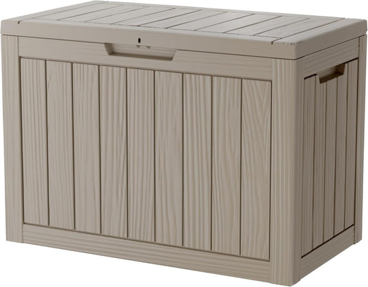 TARKARI 45 Gallon Lockable Resin Deck Box, Waterproof & UV-Resistant Outdoor Storage Box for Outdoor Cushion Storage, Garden Tools & Pool Accessories Storage, Gray
