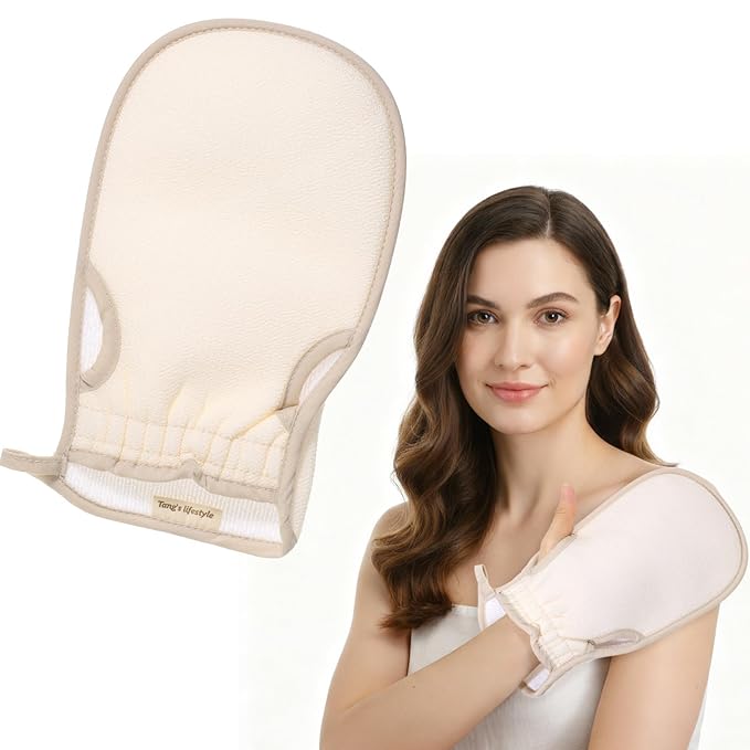 Exfoliating Glove, Korean Exfoliating Mitt with Thumb Holes, Upgraded Deep Exfoliatings Gloves, Body Shower Exfoliator Scrubber, Exfoliator Mitt for Dead Skin Removal, Keratosis Pilaris&Self-Tan Prep