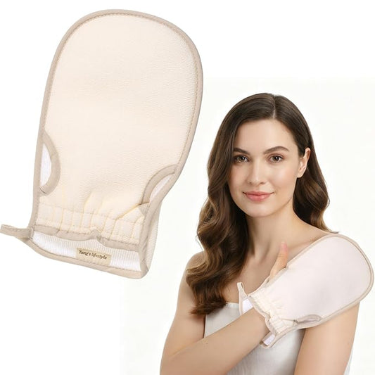 Exfoliating Glove, Korean Exfoliating Mitt with Thumb Holes, Upgraded Deep Exfoliatings Gloves, Body Shower Exfoliator Scrubber, Exfoliator Mitt for Dead Skin Removal, Keratosis Pilaris&Self-Tan Prep