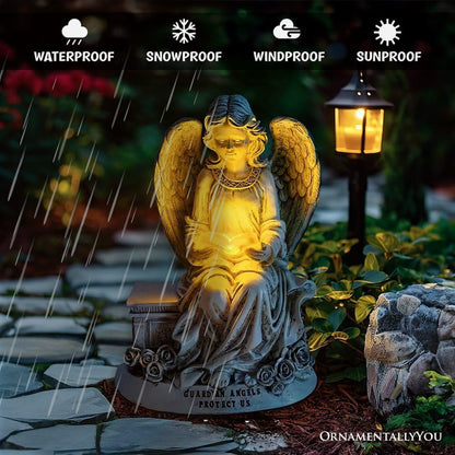 OrnamentallyYou Spring & Summer-Themed Garden Statues – Adorable Outdoor Decor for Lawn, Patio & Porch (Guardian Angel Reading Book Garden Statue, 10" Solar Powered Angelic Outdoor Figurine)