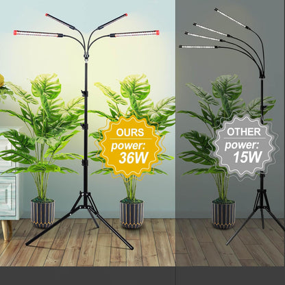 Grow Light with Stand and Timer 4,8,12 Hr, 36 Watt Standing Tall Plant Light for Bonsai Tree, Seed Starting, 24"-64" Adjustable Tripod Stand Plant Growing Lamps