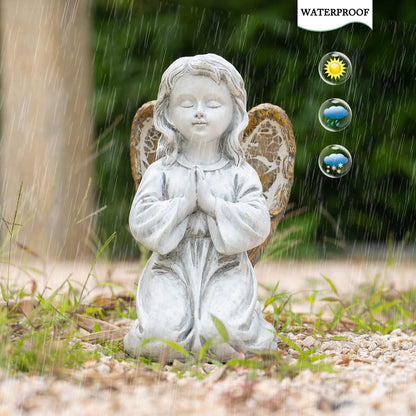 Outdoor Decor - Angel Statue, Solar Powered, Praying Angel for Patio, Lawn, Porch
