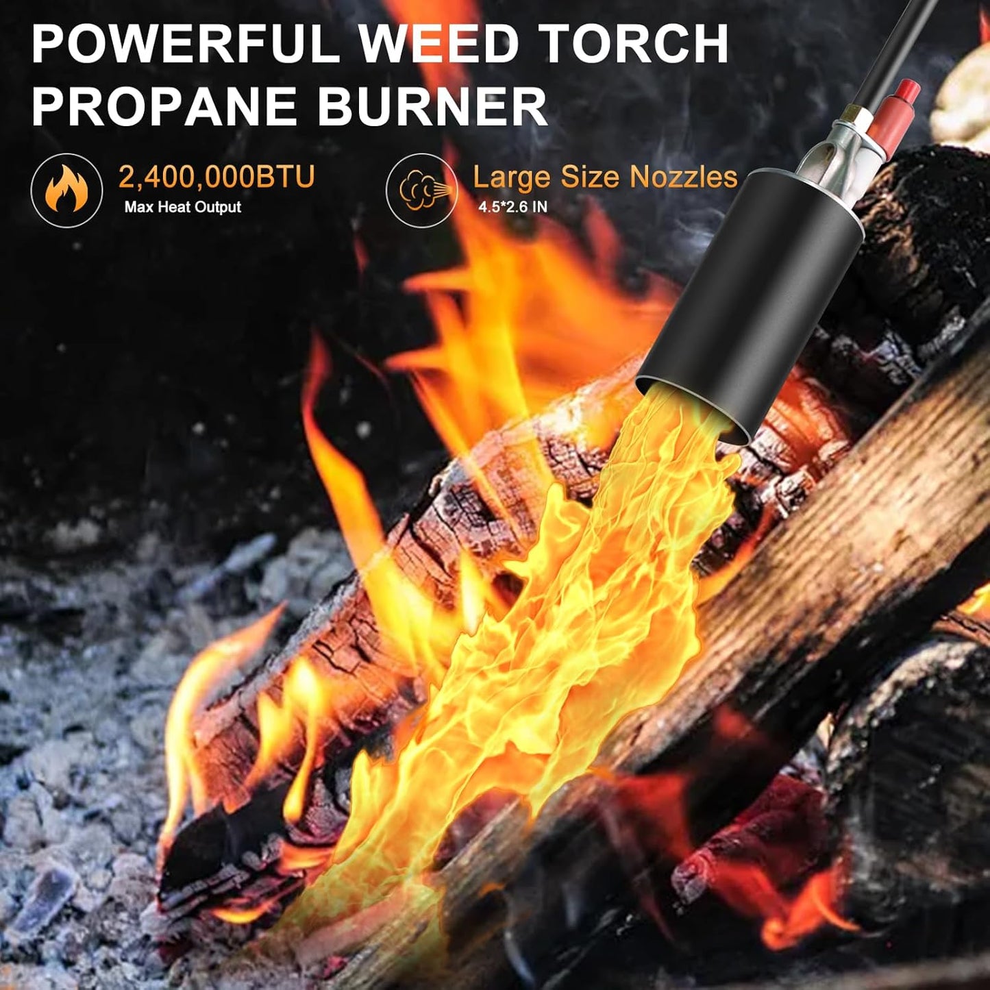 Propane Torch Weed Burner,Weed Torch for Outside with Self Ignition and Flame Control,High Output 2,400,000 BTU with 10FT Hose and Storage Bag,Flame Thrower for Weeding,Garden,Snow Melting(Black)