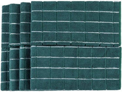 Microfiber Dish Towels - Soft, Super Absorbent and Lint Free Kitchen Towels - 8 Pack (Lattice Designed Green Colors) - 26 x 18 Inch (Dark Green)