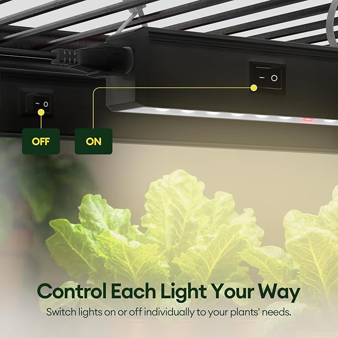 Plant Grow Lights 2FT, Red-Enhanced Full Spectrum 5000K, 60W(4 x 15W), T5 LED Grow Light Strips for Leafy Greens and Vegetables, High PPFD, Linkable, Black, 4-Pack