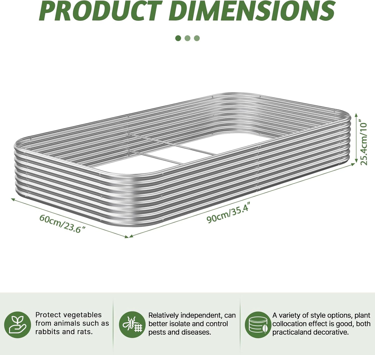 3 Pack 3x2FT Galvanized Raised Garden Bed Outdoor,Metal Raised Garden Beds Kit for Vegetables,Steel Raised Bed for Gardening,Above Ground Garden Box for Flower