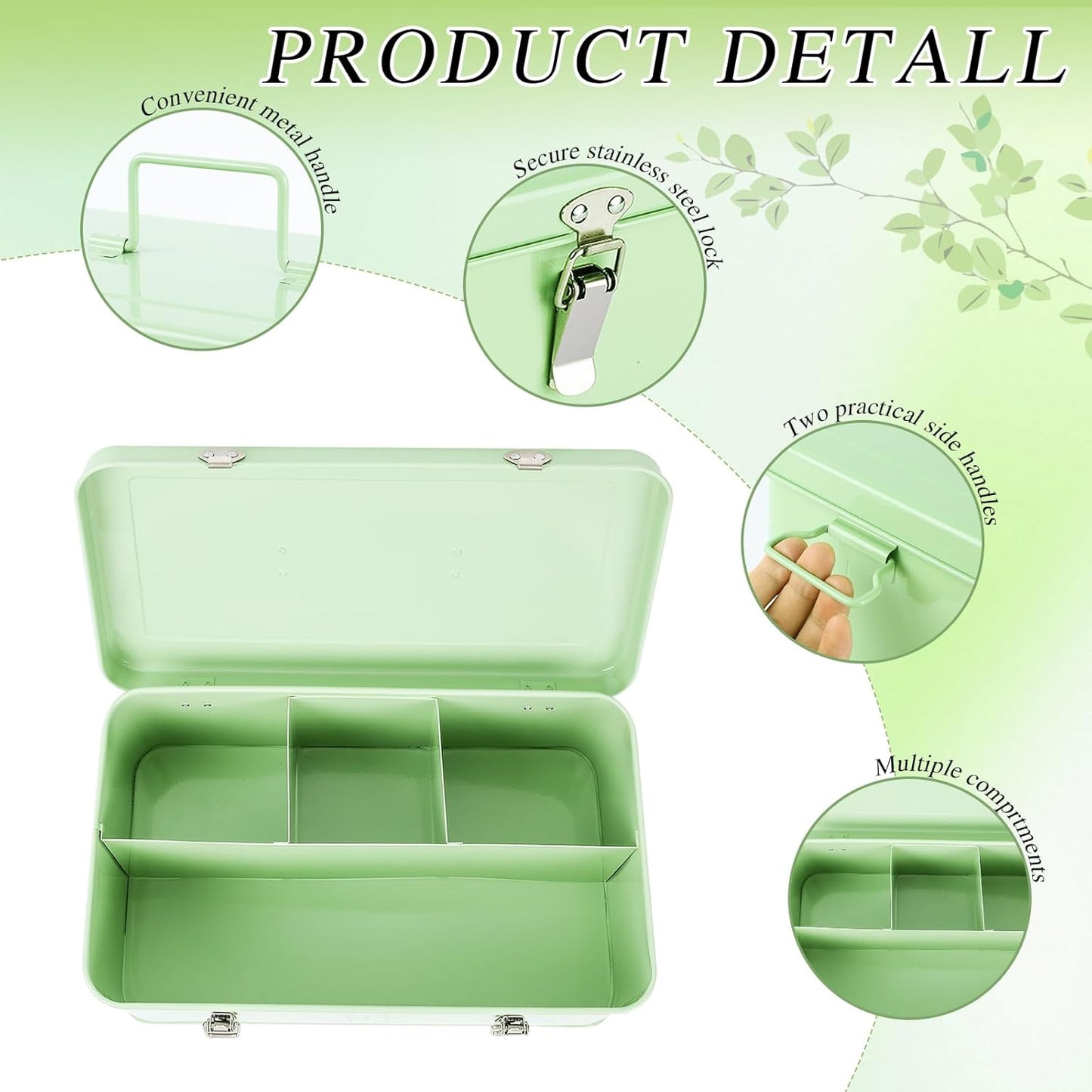 60 Slots Seed Storage Box with 4 Dividers, Metal Seed Storage Organizer, Seed Saving Box, Seed Packet Container, Professional All-in-one Kit with 60 Seed Envelopes and Label Stickers