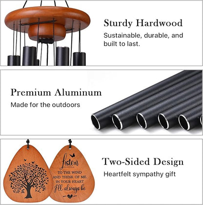 Memorial Wind Chimes for Loss of Loved One, Sympathy Wind Chimes Gift, Bereavement Gifts, Beautiful Outdoor Garden Decor with Soothing Melodic Tones