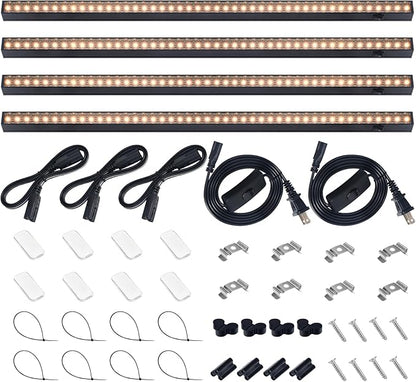 Barrina T5 Grow Lights for Indoor Plants, 2FT 40W (4 X 10W) Magnetic Installation, Full Spectrum Grow Light Strip with Individual Switch, Grow Lamp with Black Cover, Plug and Play, Yellow, 4 Packs