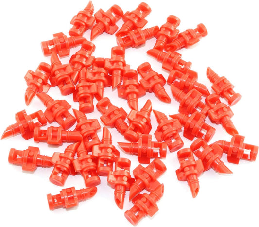 DGZZI 40pcs Sprayer 360 Degree Micro Garden Lawn Water Sprayer Misting Nozzle Sprinkler Irrigation System for Hydroponic and Aeroponic Misters and Cloners Red