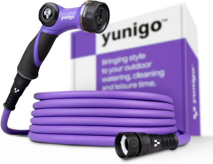 RELAX Expandable Garden Hose 50ft – Lightweight, No-Kink Hose with Anodized Aluminum Couplings & Spray Nozzle. Stylish Water Hose Ideal for Watering Small Garden