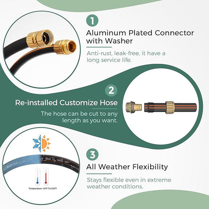 Giraffe Hybrid Garden Hose 5/8" x 100ft, Custom Length, NO Kink, Flexible, Leakproof Hose with Male to Female Fittings, 600 Burst PSI