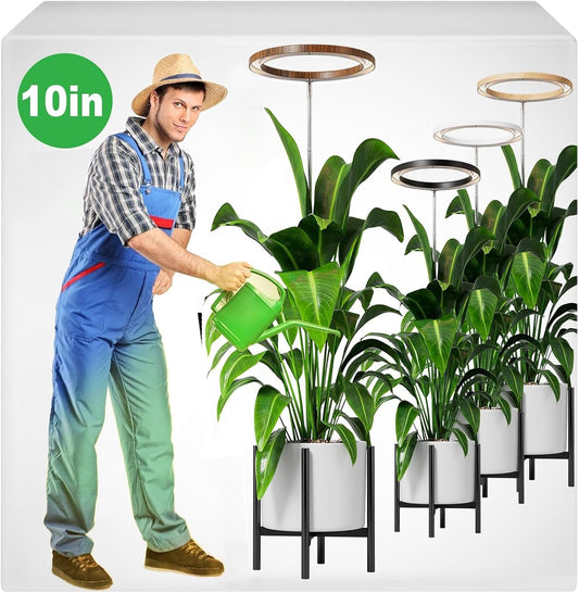 10" Grow Lights for Indoor Plants Full Spectrum,160LEDs Indoor Plant Light for Indoor Growing,Height Adjustable 11"-65" for Large Plant,Auto On/Off Timer 3/9/12H,9 Dimmable Brightness,Black Wood Grain