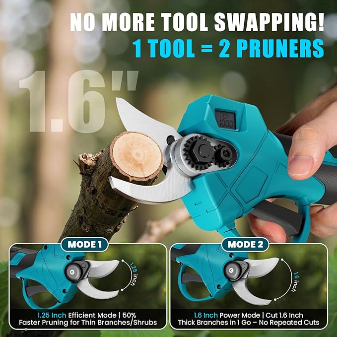 ANBULL 2-in-1 Pole Pruning Shears Cordless, 1.6" Cutting Diameter Cordless Pruner with 15.3FT Reach Extension Pole, Brushless Motor, 2×21V 4.0Ah Battery Powered Pole Pruner for Tree Trimming Garden