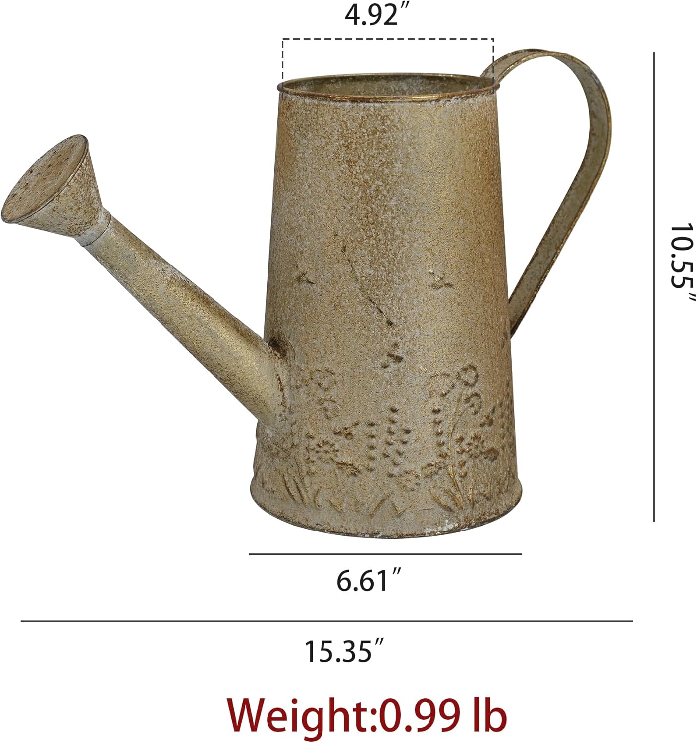 Vintage Metal Watering Can with Handle Rustic Farmhouse Watering Can Flower Pot Distressed Decorative Planter Retro Gardening Flower Bucket for Home Indoor Outdoor Garden Balcony Courtyard (White#4)