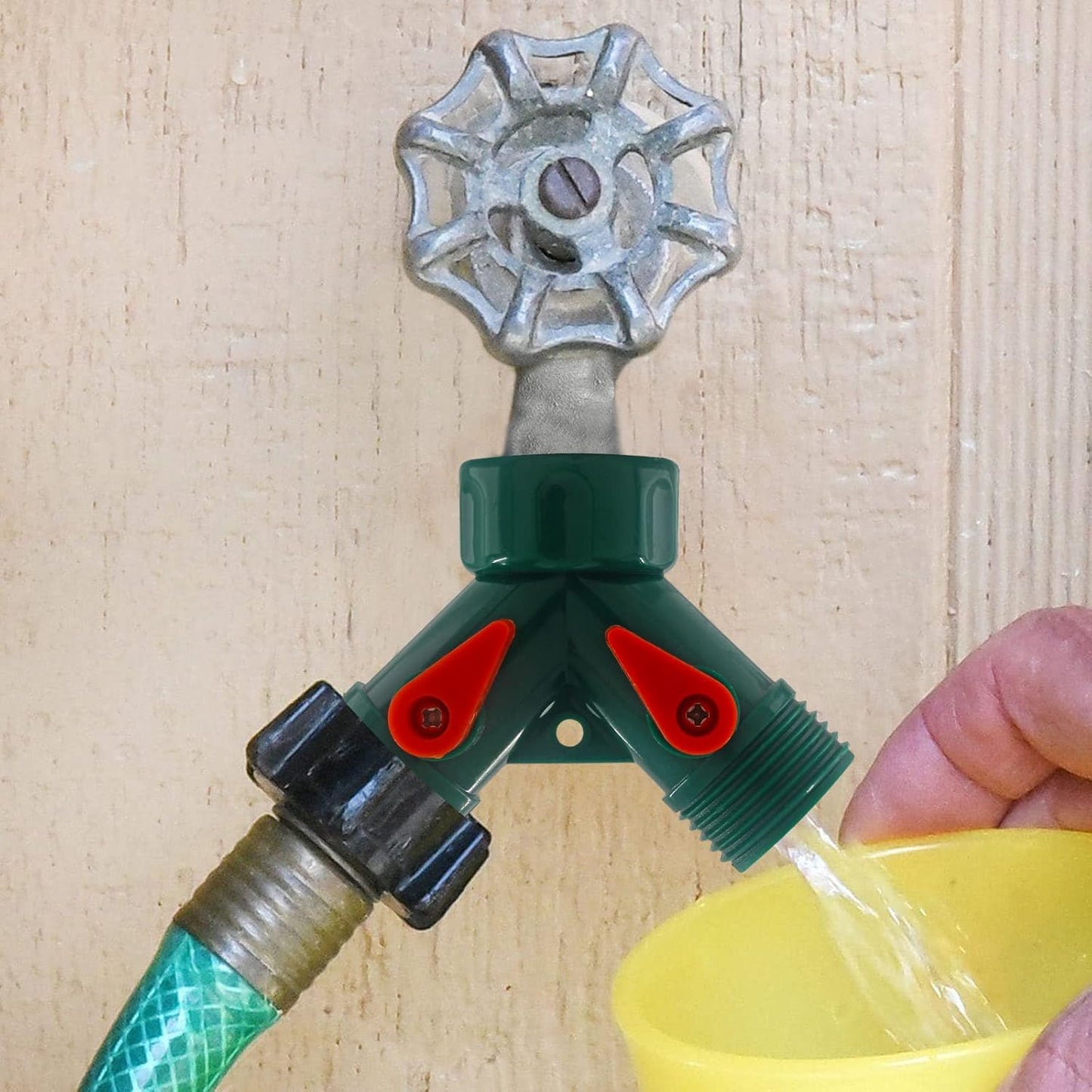 6 Pcs 2 Way Hose Adapter Y Valve Garden Hose Connector Non Rust Spigot Faucet Adapter, 3/4 Garden Hose Y Connectors Plastic Hose Splitter with Faucet Watering Shut Off Valves (Green)