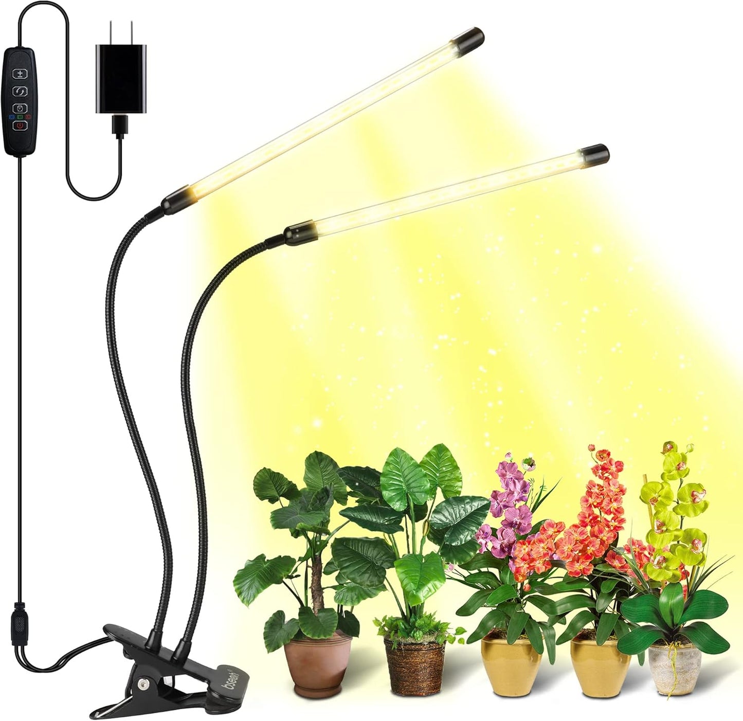 bseah Grow Light Plant Lights for Indoor Plants, Full Spectrum Plant Grow Lamp, 10 Dimmable Levels, ON & Off with 3/9/12H Timer