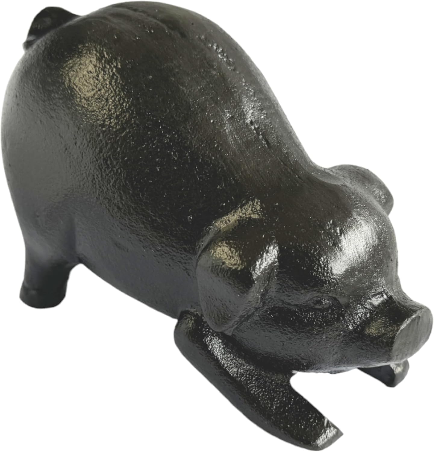 NACH Cast Iron Pig Statue - Rustic Garden Sculpture, Black Door Stop/Paperweight, Head Down Pig, JS-90-7152