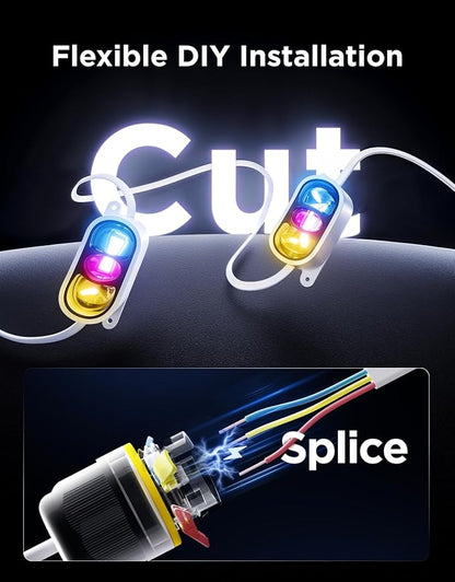 Govee Permanent Outdoor Lights Prism, 200ft with 72 Triple-Color Lighting Heads, 100+ Scene Modes, Up to 60lm for Outdoor Decor, IP68 Waterproof, Works with Alexa, Google Assistant & Matter, White