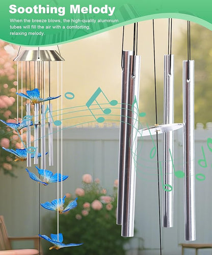 Nacome Wind Chimes for Outside: Tubes Memorial Wind Bell Birthday Gifts for Mom Mother Grandma Women Christmas,Yard Garden Decor Indoor/Outdoor(Butterfly)
