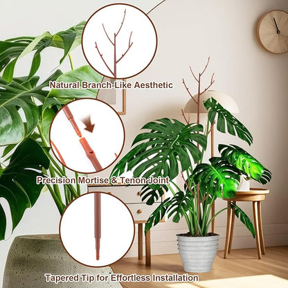 6 Pack Stackable Monstera Plant Support, Plant Stakes for Indoor and Outdoor Plants Use, Garden Stakes for Climbing and Potted Plants, Pothos, Philodendron, Brown