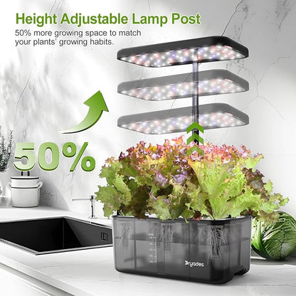 8-Pod Hydroponics Growing System Translucent Indoor Herb Garden with LED Grow Light Smart Quiet Pump Plant Germination Kit for Hydroponic Herbs, Vegetables, Lettuce Harvest on Countertop