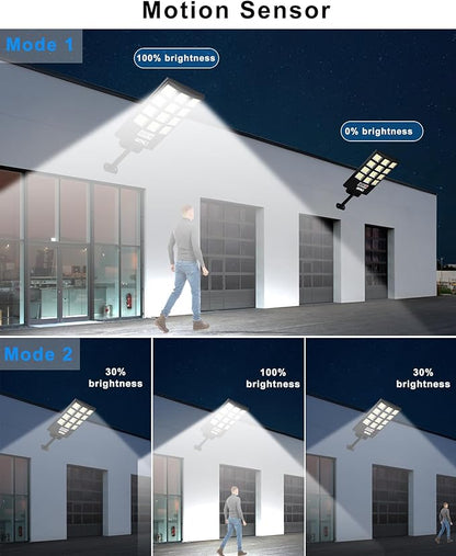 JAYNLT Solar Lights for Outside, 5 Lighting Modes Solar Flood Security Light with Motion Sensor & Dusk to Dawn&Remote, 6500K Street Lamps for Yard Garden,Shop - 2PACK