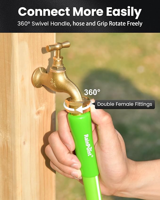 RAINPOINT Leader Garden Hose 3ft - Lightweight Water Hose - Flexible, Heavy Duty, Hybrid Rubber, with Female to Female Fittings