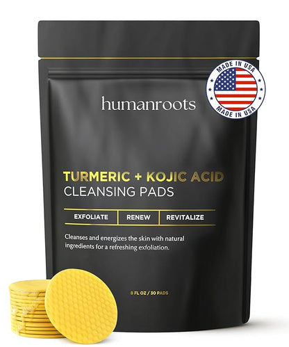 Turmeric Kojic Acid Cleansing Pads - Turmeric Face Scrub Pads with Vitamin C (30 pads), Kojic Acid and Turmeric Cleansing Pads for Exfoliation - Made With Vitamin B5