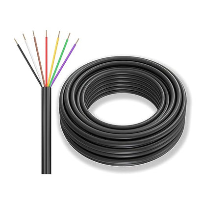 18/7 Sprinkler Wire, 150 ft, 7 mm, Black, PVC, Pure Copper, UV Resistant, Easy Install, Suitable for Solid Sprinkler Systems