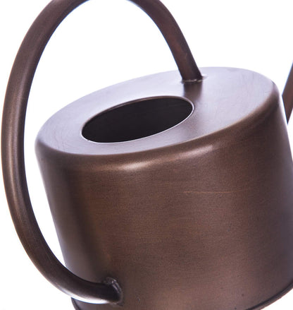 Metal Watering Can 1.3L Modern Style Watering Pot with Handle and Long Spout,Brown Color