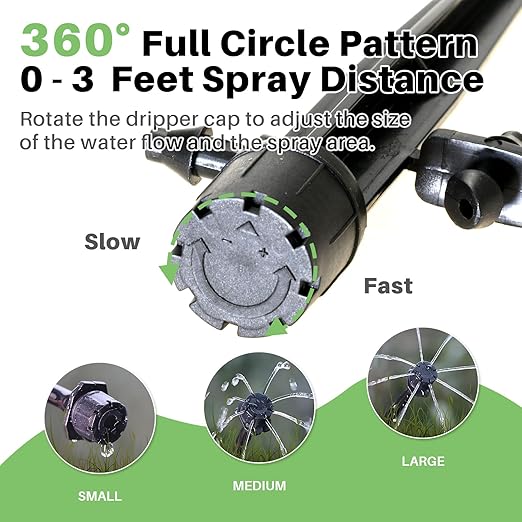 30 Pcs Drip Irrigation Emitters, Adjustable Irrigation Drippers Micro Sprinkler Drip Sprinkler Head for 1/4 Drip Irrigation Tubing, 360° Water Flow Drippers for Drip System, Automatic Irrigation