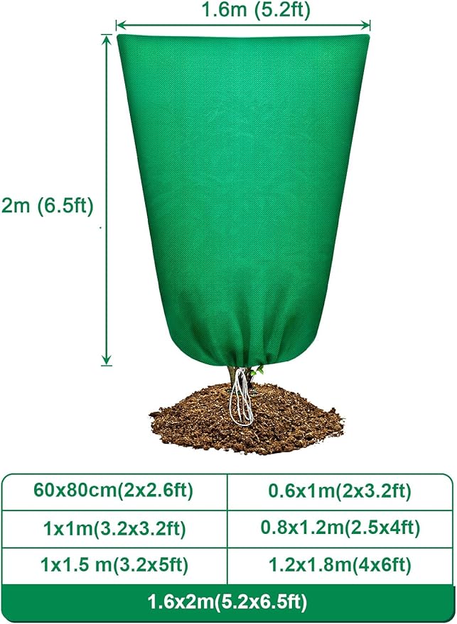 Abimars Thicker Plant Covers Freeze Protection Jacket 2.36 oz/yd², 5.2'x6.5' Reusable Winter Plant Covers with Drawstring & Zipper, 2 Pack Light, Porous Fabric for Plant Breathing